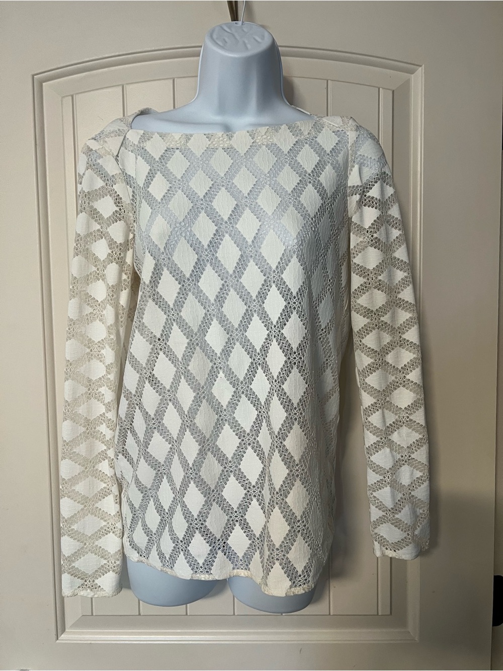 Lovely Maje L'Amour" Diamond Lace Boatneck Blouse